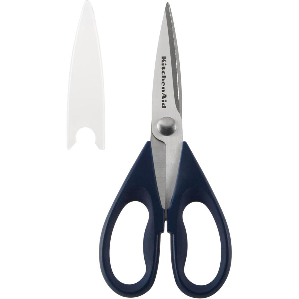 imageKitchenAid All Purpose Kitchen Shears with Protective Sheath Durable Stainless Steel Scissors Dishwasher Safe Soft Grip Comfort Handle 872 Inch Lavendar CreamInk Blue