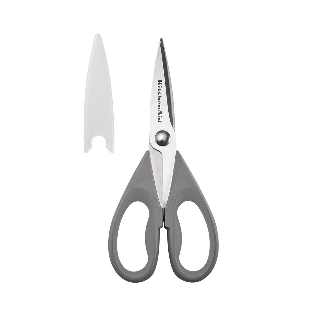 imageKitchenAid All Purpose Kitchen Shears with Protective Sheath Durable Stainless Steel Scissors Dishwasher Safe Soft Grip Comfort Handle 872 Inch Lavendar CreamGray