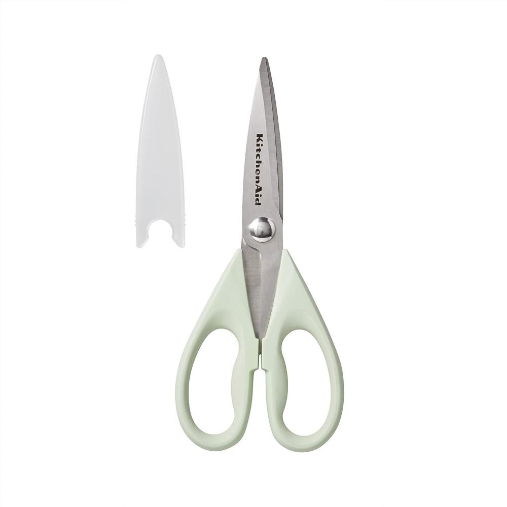 imageKitchenAid All Purpose Kitchen Shears with Protective Sheath Durable Stainless Steel Scissors Dishwasher Safe Soft Grip Comfort Handle 872 Inch Lavendar CreamPistachio