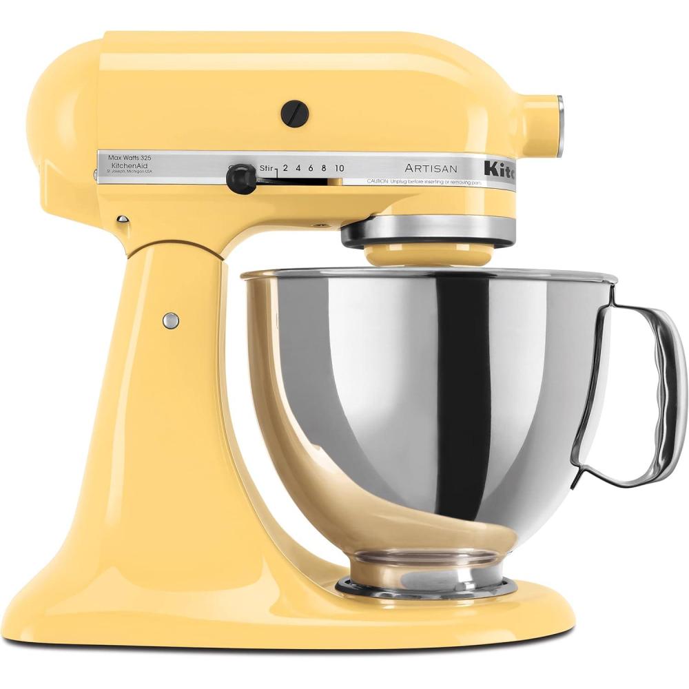 imageKitchenAid Artisan Series 5 Quart Tilt Head Stand Mixer with Pouring Shield KSM150PS Lavender CreamMajestic Yellow