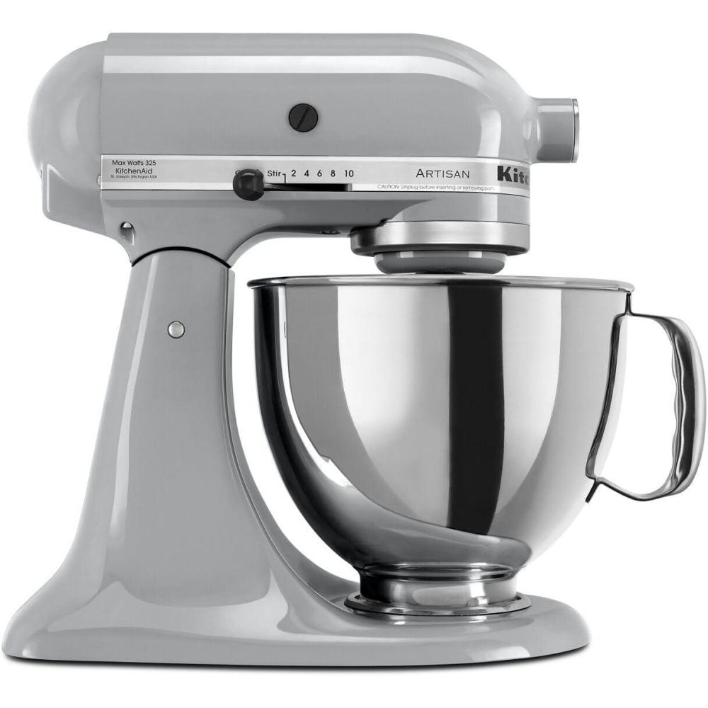 imageKitchenAid Artisan Series 5 Quart Tilt Head Stand Mixer with Pouring Shield KSM150PS Lavender CreamMetallic Chrome