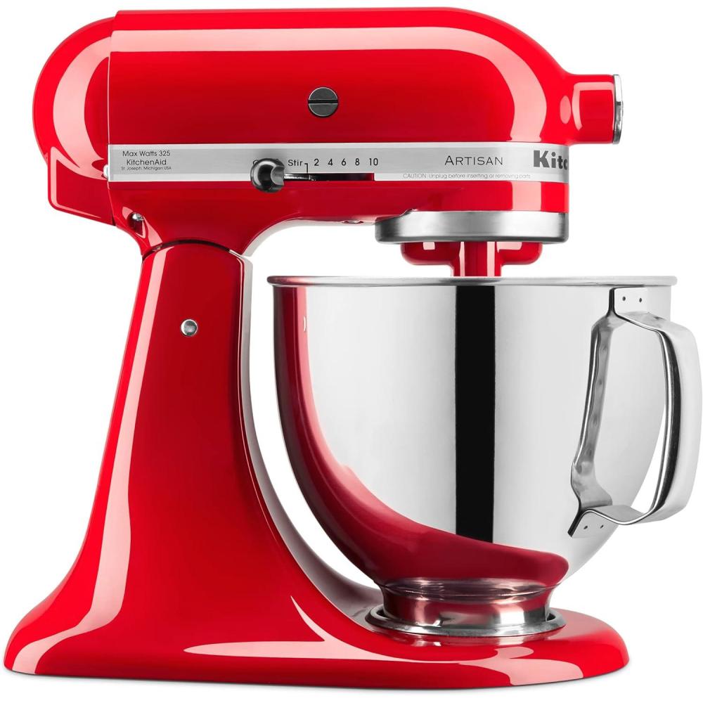 imageKitchenAid Artisan Series 5 Quart Tilt Head Stand Mixer with Pouring Shield KSM150PS Lavender CreamPassion Red