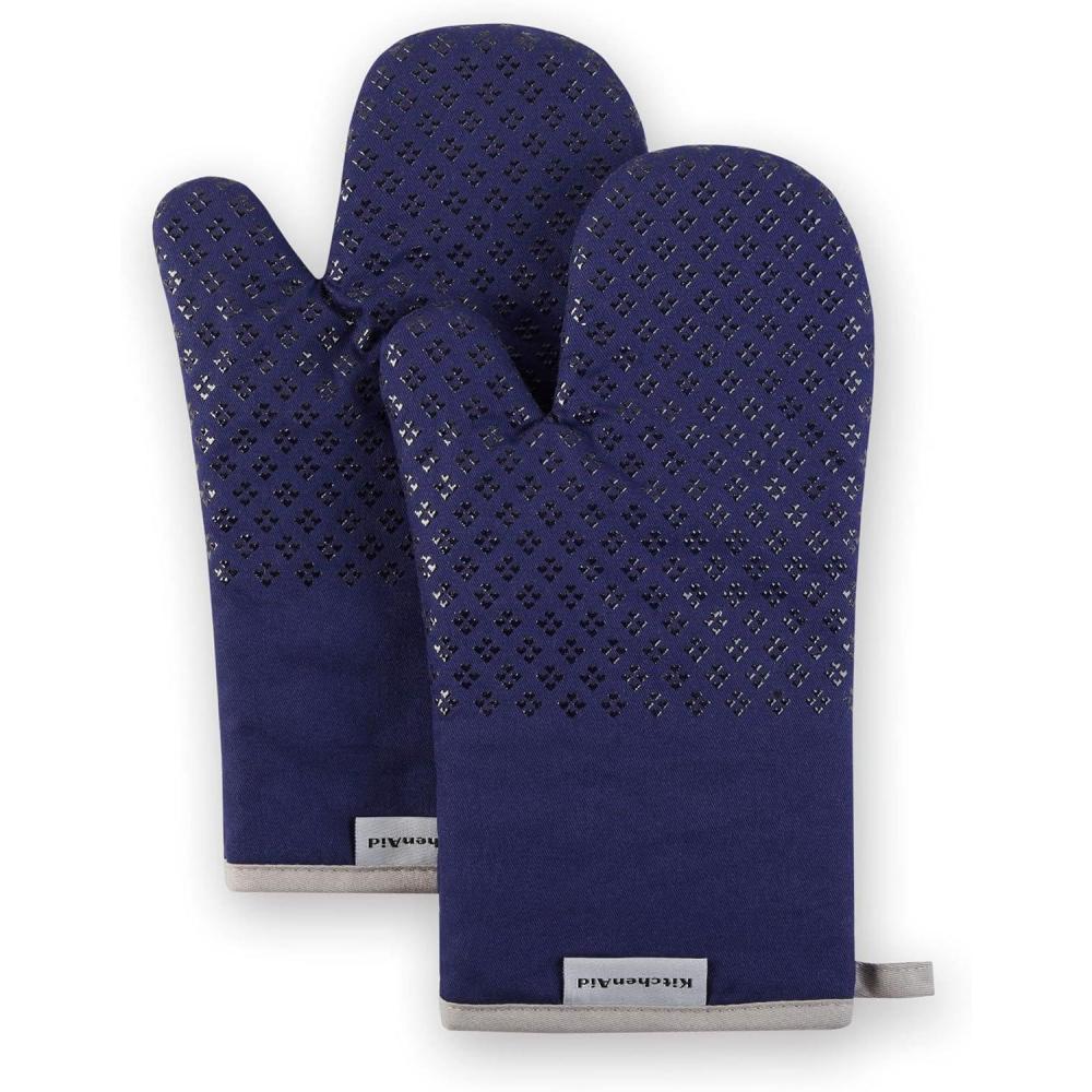 imageKitchenAid Asteroid Oven Mitt Set 7quotx125quot Dried Rose 2 PieceCobalt Blue
