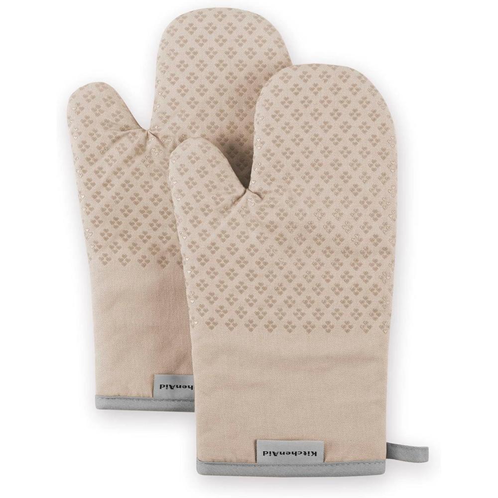 imageKitchenAid Asteroid Oven Mitt Set 7quotx125quot Dried Rose 2 PieceMilkshake Tan