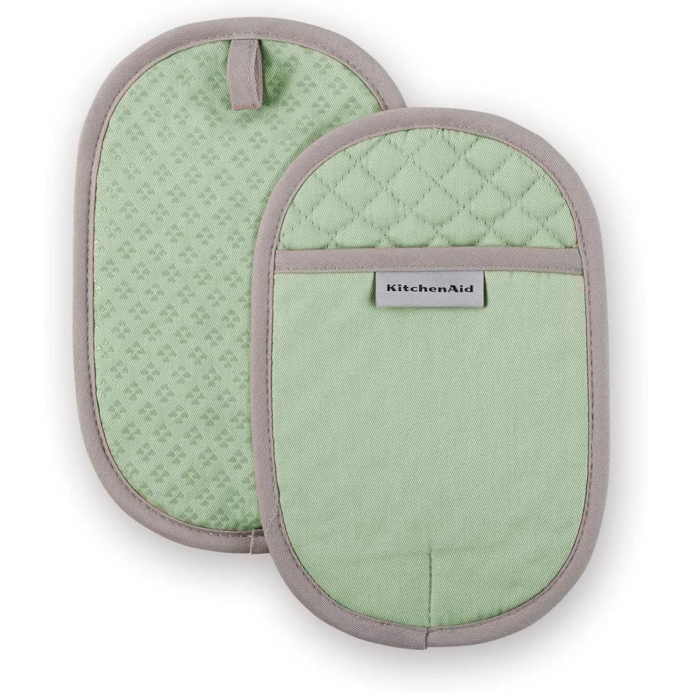 imageKitchenAid Asteroid Pot Holder 2Pack Set Dried Rose 65quotx10quotPistachio Green