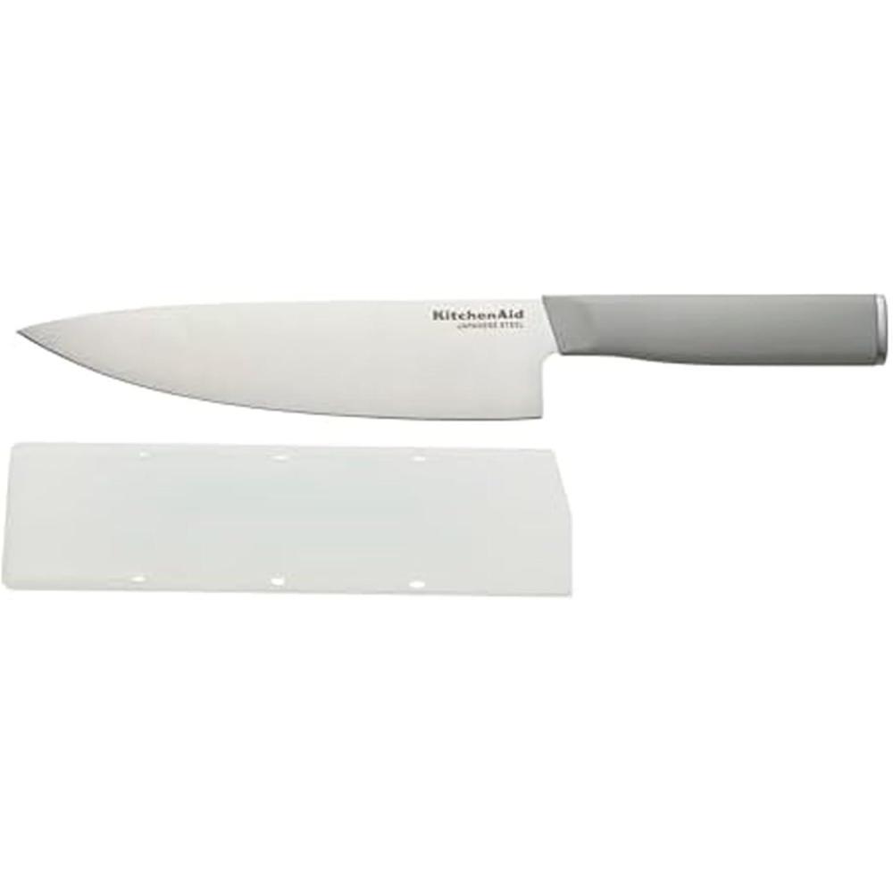 imageKitchenAid Classic Slim Knife Block Set with BuiltIn Knife Sharpener High Carbon Stainless Steel Kitchen Knives Sharp Kitchen Knife Set with Block 14Piece WhiteGray