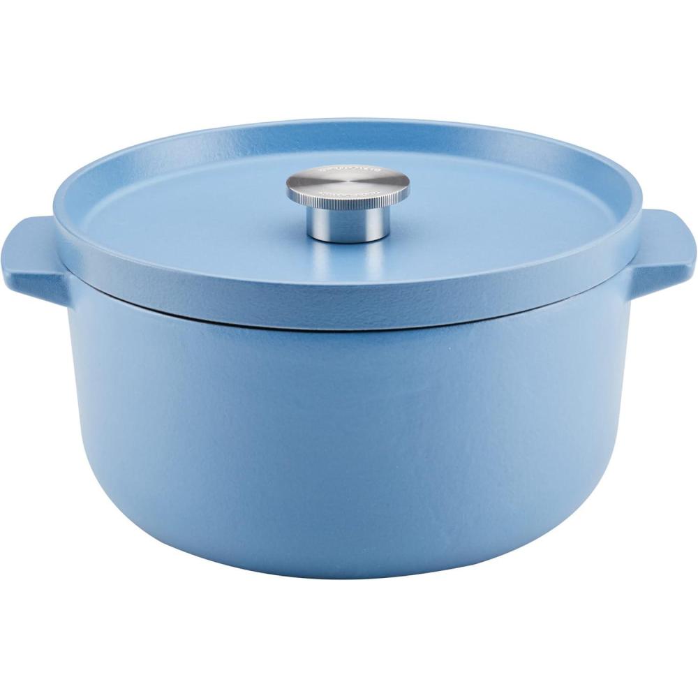 imageKitchenAid Enameled Cast Iron Dutch OvenCasserole 6 Quart Blue VelvetBlue Velvet