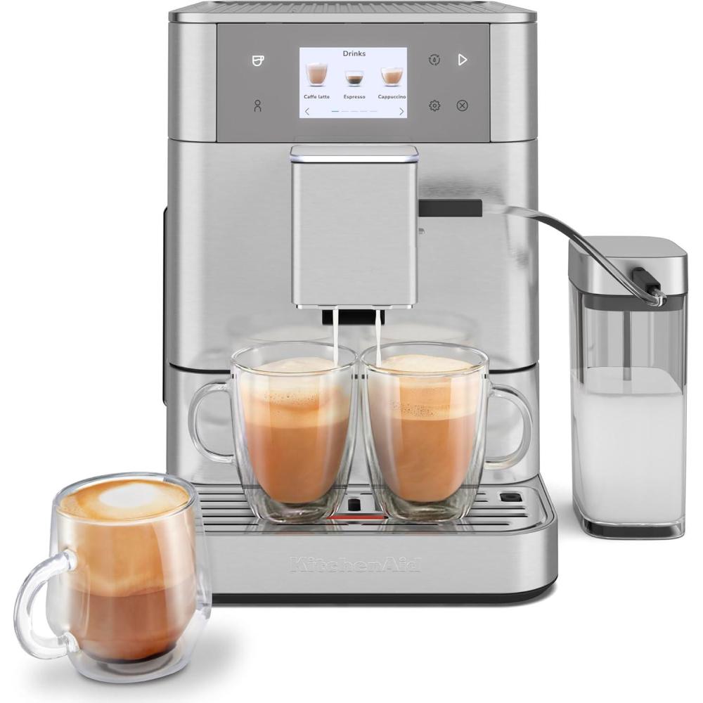 imageKitchenAid Fully Automatic Espresso Machine KF7 with Milk Attachment KES8557JP JuniperStainless Steel