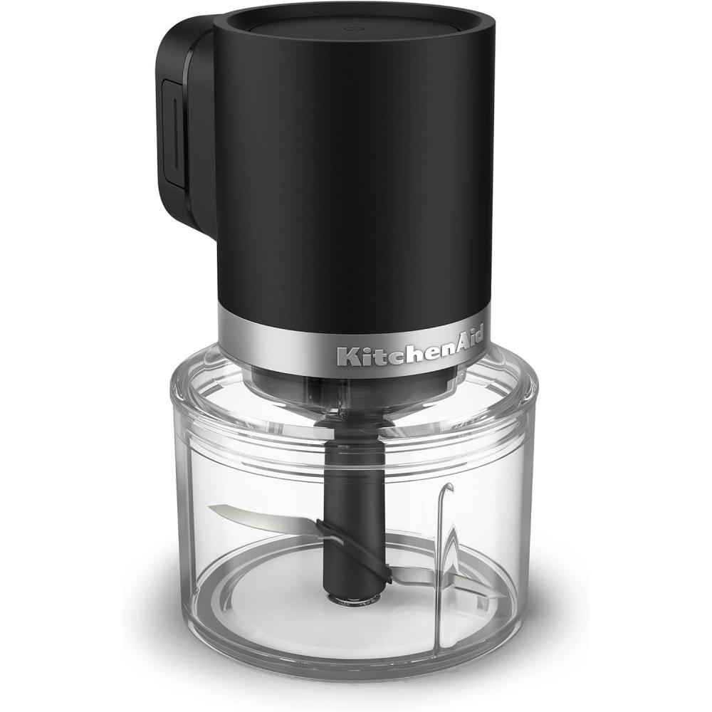 imageKitchenAid Go Cordless Top Down Chopper  battery sold separately KTCR350 Porcelain WhiteBlack Matte