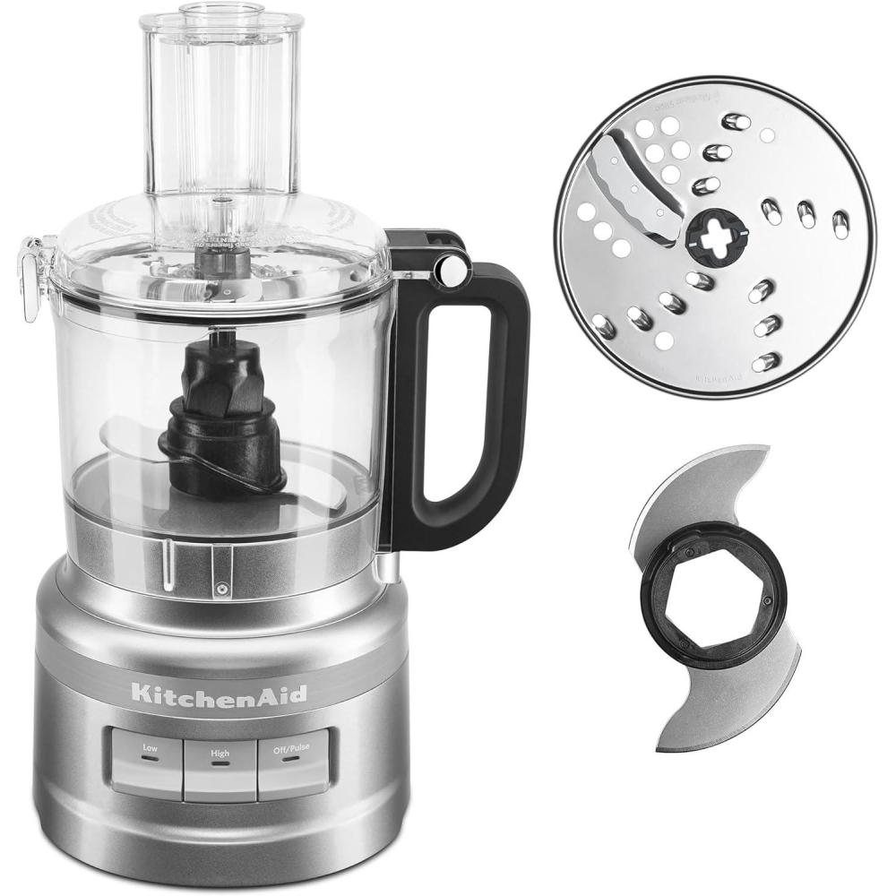 imageKitchenAid KFP0718ER 7Cup Food Processor Chop Puree Shred and Slice  Empire RedContour Silver
