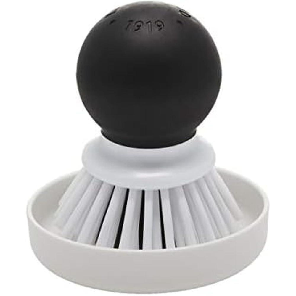 imageKitchenAid Palm Brush with Dish Tray to Keep Countertops Dry and Clean Durable Nylon Bristles for Tough Cleaning Dishwasher Safe 2 Piece BlackBlack