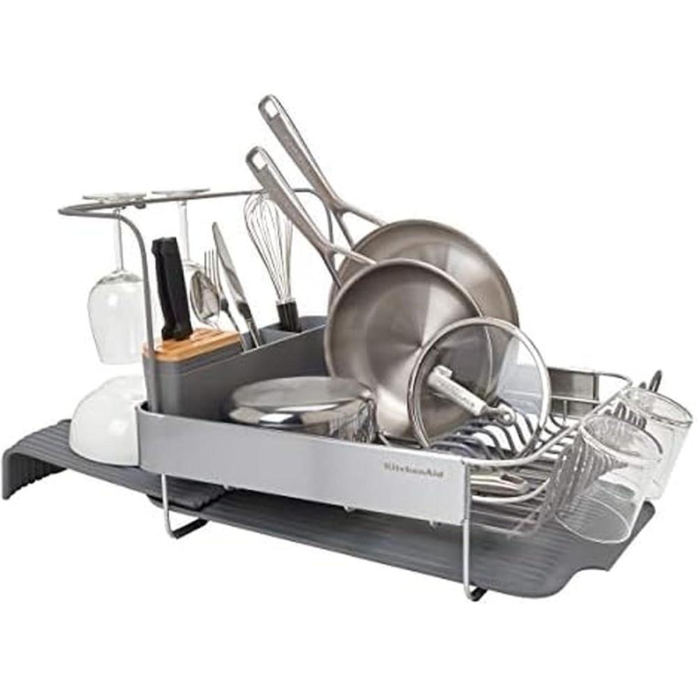 imageKitchenAid Satin Wire Expandable Dish Rack 2318Inch GrayCharcoal