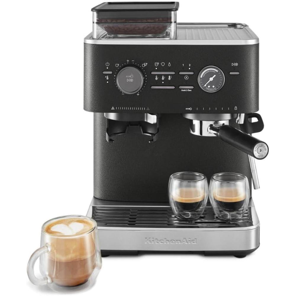 imageKitchenAid Semi Automatic Espresso Machine with Burr Grinder 25L Juniper KES6551JPCast Iron Black