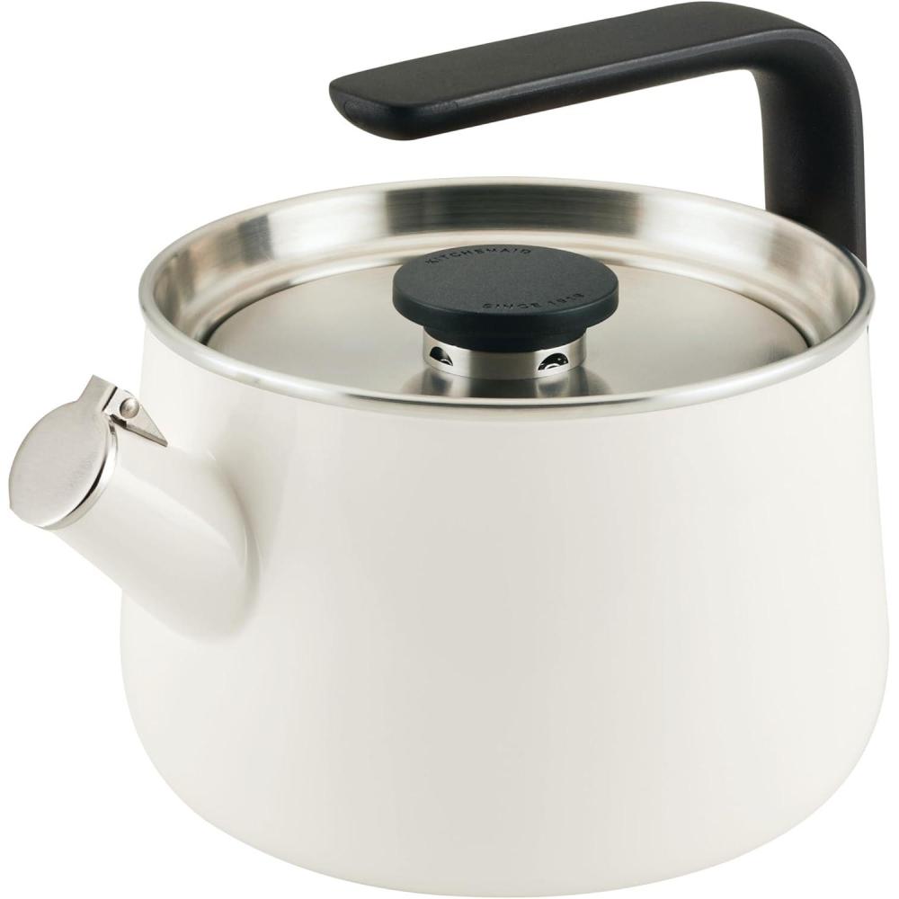 imageKitchenAid Teakettles Stainless Steel Whistling Teakettle 19 Quart  Brushed Stainless SteelWhite