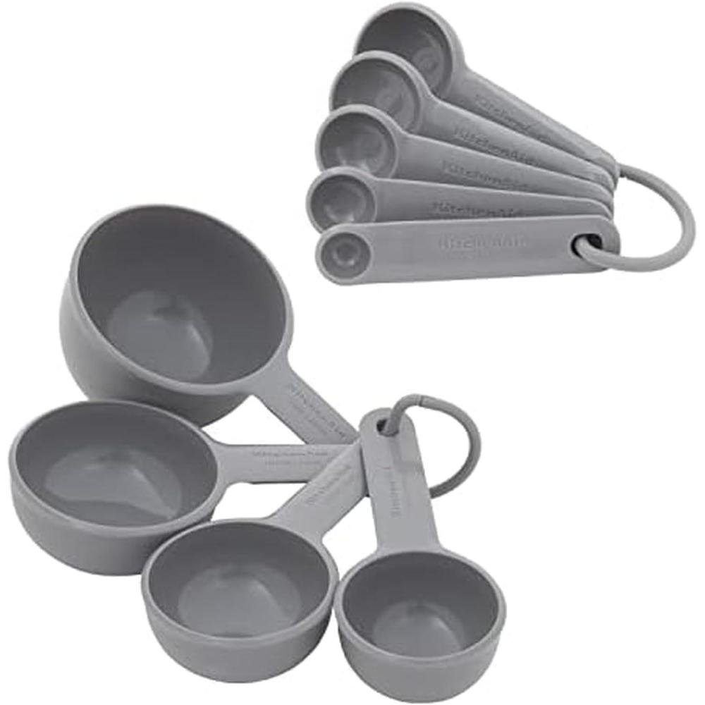 imageKitchenAid Universal Easy To Read Measuring Cup and Spoon Set with Soft Grip Handle for Maximum Control Hang Hole and Nesting For Easy Storage Dishwasher Safe 9 Piece Lavender CreamGray