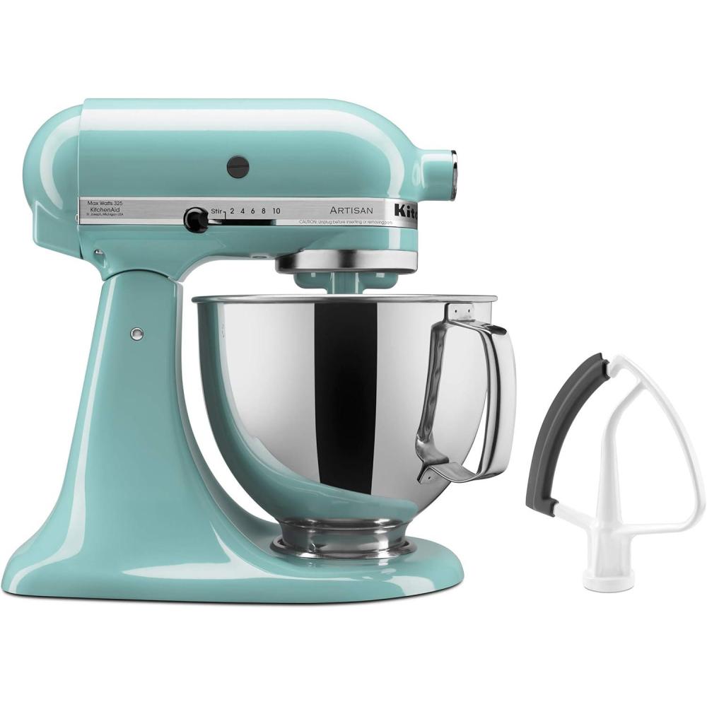 imageKitchenAid Value Bundle Artisan Series 5 Quart TiltHead Stand Mixer with Included Flex Edge Beater KSM150FEAQ Aqua SkyAqua Sky