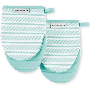 KITCHENAID Albany Mini Oven Mitt 2-Pack Set, Mineral Water, 5.5″x8″(Mineral Water Aqua)