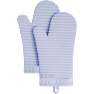 KITCHENAID Ribbed Soft Silicone Oven Mitt 2-Pack Set, 7.5″x13″, Lavender Cream(Lavender Cream)