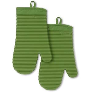 KITCHENAID Ribbed Soft Silicone Oven Mitt 2-Pack Set, 7.5″x13″, Lavender Cream(Matcha)