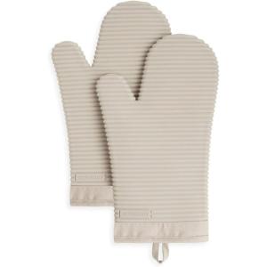 KITCHENAID Ribbed Soft Silicone Oven Mitt 2-Pack Set, 7.5″x13″, Lavender Cream(Milkshake)