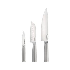 KitchenAid 3 Piece Forged Chef Knife Set High Carbon Japanese Steel, Includes 8 Inch Chef Knife, 5 Inch Santoku Knife, and 3.5 Inch Paring Knife with Blade Covers