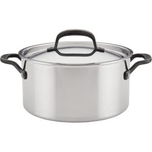 KitchenAid 5-Ply Clad Polished Stainless Steel Stock Pot/Stockpot with Lid, 8 Quart(Stainless Steel)