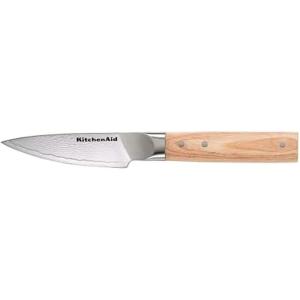 KitchenAid 6-Piece Ashwood Knife Block Set | Premium Damascus Steel Blades | Pakkawood Handles | Space-Saving Design | Includes Chef, Santoku, Slicing, Utility & Paring Knives | Kitchen Knife Set(Blonde)