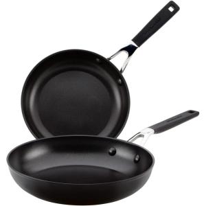 KitchenAid 84803 Hard Anodized Nonstick Frying Pans/Skillet Set, 8.25 Inch and 10 Inch – Onyx Black(Onyx Black)