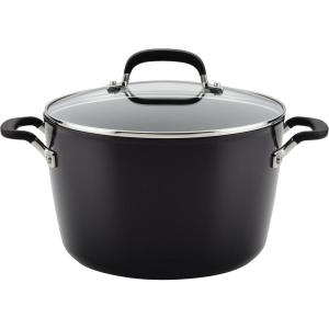 KitchenAid 84805 Hard Anodized Nonstick Stockpot with Lid, 8 Quart – Onyx Black