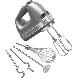 KitchenAid 9-Speed Digital Hand Mixer with Turbo Beater II Accessories and Pro Whisk – Contour Silver(Contour Silver)