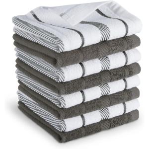 KitchenAid Albany Dishcloth 8 Pack Set, Blue Velvet/White, 12″x12″(Charcoal Grey/White)