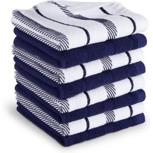 KitchenAid Albany Dishcloth 8 Pack Set, Blue Velvet/White, 12″x12″(Cobalt Blue/White)