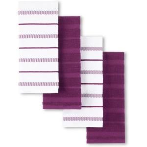 KitchenAid Albany Kitchen Towel 4-Pack Set, Lavender Cream/White, 16″x26″(Beet)