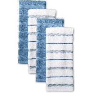 KitchenAid Albany Kitchen Towel 4-Pack Set, Lavender Cream/White, 16″x26″(Blue Velvet)