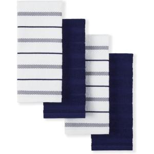 KitchenAid Albany Kitchen Towel 4-Pack Set, Lavender Cream/White, 16″x26″(Cobalt)