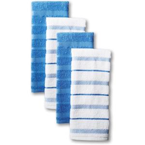 KitchenAid Albany Kitchen Towel 4-Pack Set, Lavender Cream/White, 16″x26″(Cornflower)
