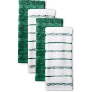 KitchenAid Albany Kitchen Towel 4-Pack Set, Lavender Cream/White, 16″x26″(Dark Green)