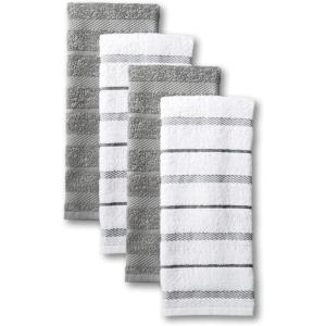 KitchenAid Albany Kitchen Towel 4-Pack Set, Lavender Cream/White, 16″x26″(Grey)