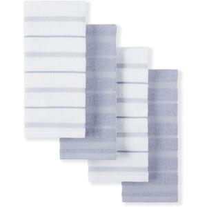 KitchenAid Albany Kitchen Towel 4-Pack Set, Lavender Cream/White, 16″x26″(Lavender Cream)