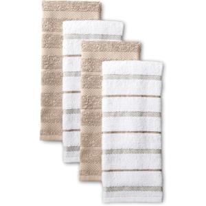 KitchenAid Albany Kitchen Towel 4-Pack Set, Lavender Cream/White, 16″x26″(Milkshake)