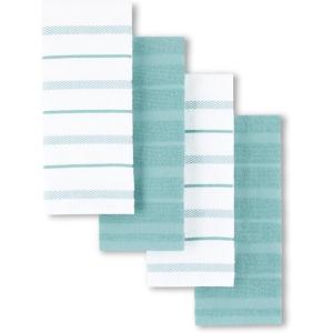 KitchenAid Albany Kitchen Towel 4-Pack Set, Lavender Cream/White, 16″x26″(Mineral Water Aqua/White)