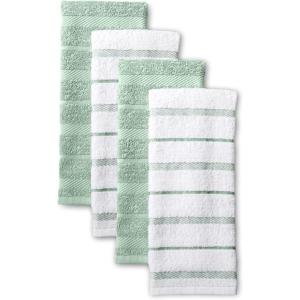 KitchenAid Albany Kitchen Towel 4-Pack Set, Lavender Cream/White, 16″x26″(Pistachio)