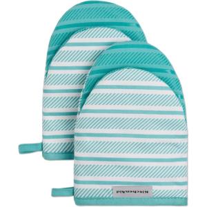 KitchenAid Albany Mini Oven Mitt 2-Pack Set, Dried Rose, 5.5″x8″(Aqua Sky)