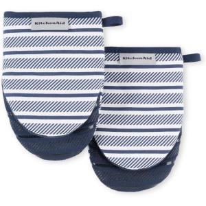 KitchenAid Albany Mini Oven Mitt 2-Pack Set, Dried Rose, 5.5″x8″(Ink Blue)