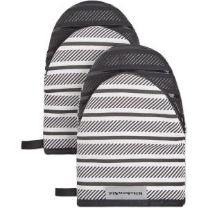 KitchenAid Albany Mini Oven Mitt 2-Pack Set, Dried Rose, 5.5″x8″(Matte Black)