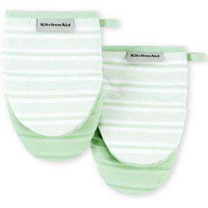 KitchenAid Albany Mini Oven Mitt 2-Pack Set, Dried Rose, 5.5″x8″(Pistachio)