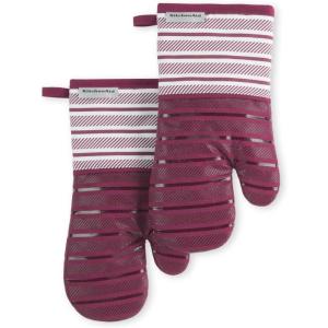 KitchenAid Albany Oven Mitt 2-Pack Set, Aqua Sky, 7″x13″(Beet)