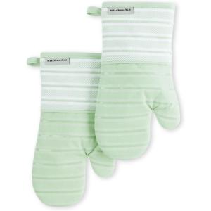 KitchenAid Albany Oven Mitt 2-Pack Set, Aqua Sky, 7″x13″(Pistachio)