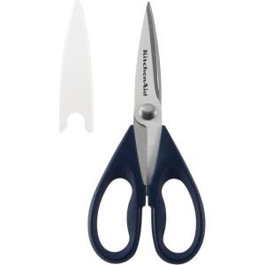 KitchenAid All Purpose Kitchen Shears with Protective Sheath Durable Stainless Steel Scissors, Dishwasher Safe, Soft Grip Comfort Handle, 8.72 Inch, Lavendar Cream(Ink Blue)