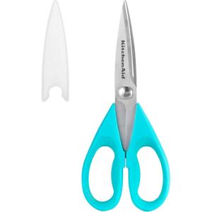 KitchenAid All Purpose Kitchen Shears with Protective Sheath Durable Stainless Steel Scissors, Dishwasher Safe, Soft Grip Comfort Handle, 8.72 Inch, Lavendar Cream(Turquoise)